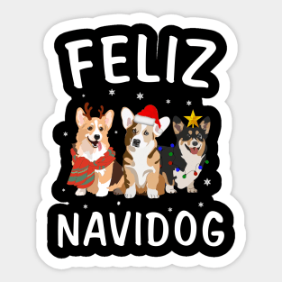 Feliz Navidog Corgi reindeer Light Christmas Lover Gift Sticker